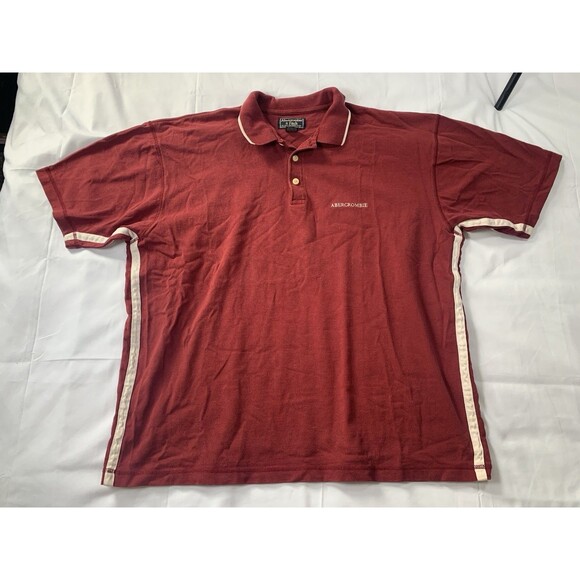 Abercrombie & Fitch Polo Men's Size Medium M Red White Short Sleeve Y2K Cotton - Picture 1 of 5